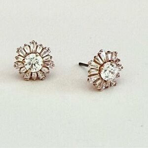 Swarovski Crystal Rose Tone Sunburst Studs